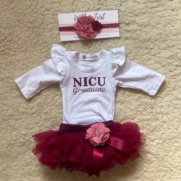 Will and Trist Burgundy NICU Outfit- Preemie Size